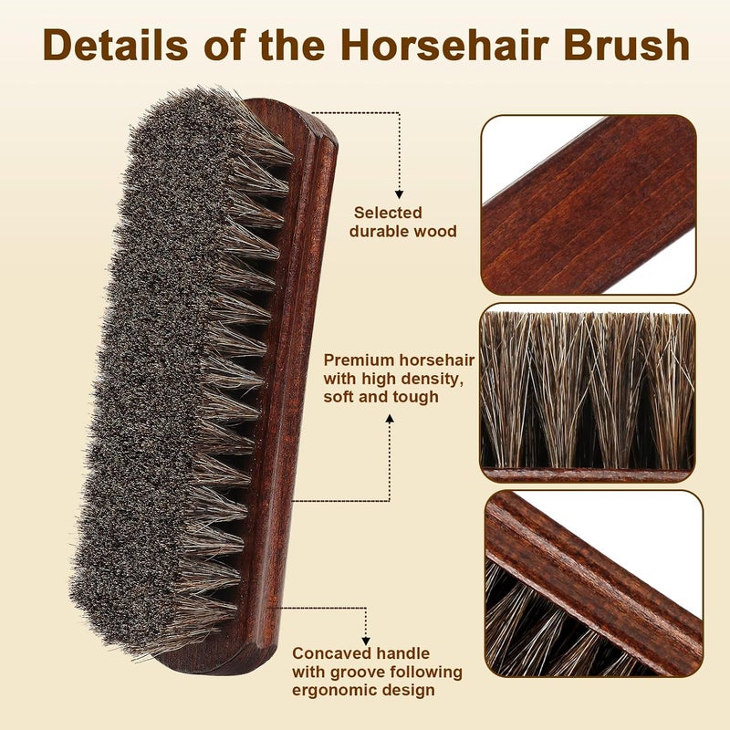 Lyssra Professional 100% Horsehair Shoe Brush Premium Soft Horsehair Dauber Applicators for Leather Shoes, Boots, Coats & Purses, Curved Handle for Comfortable Grip, Perfect for Leather Shine & Polish - Image 5